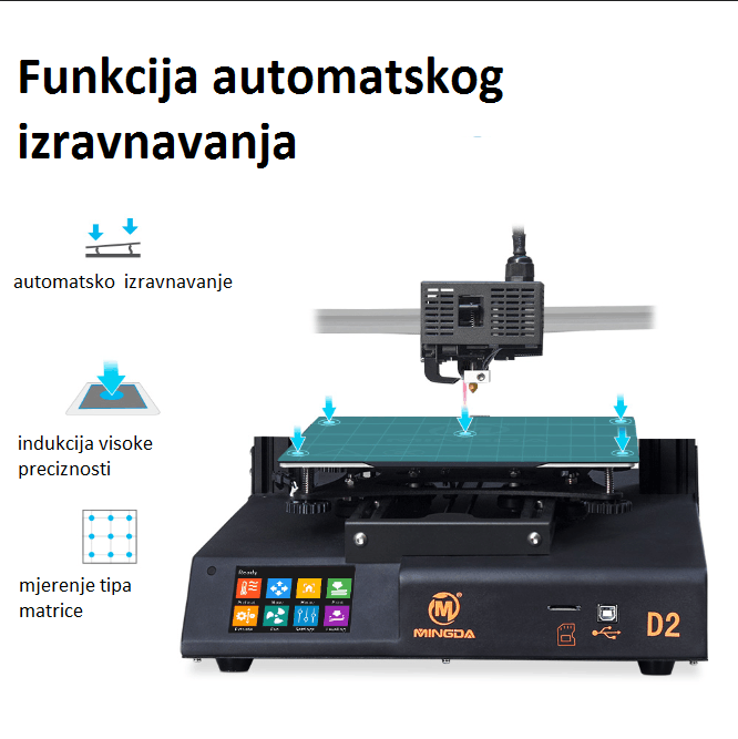 MINGDA D2 3D Printer sa funkcijom automatskog niveliranja